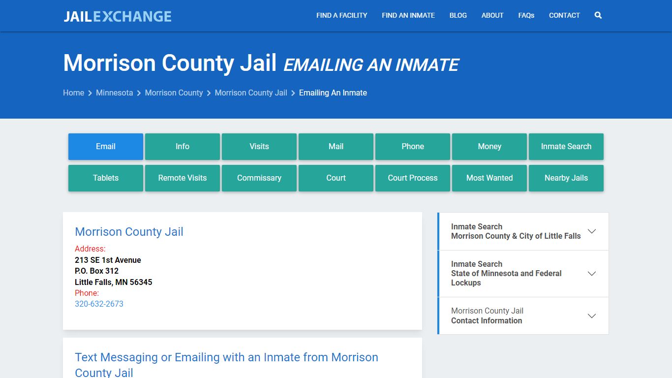 Inmate Text, Email - Morrison County Jail, MN - Jail Exchange