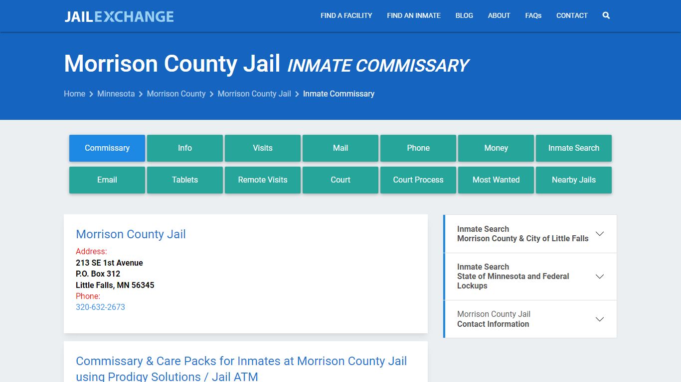 Inmate Commissary, Care Packs - Morrison County Jail, MN